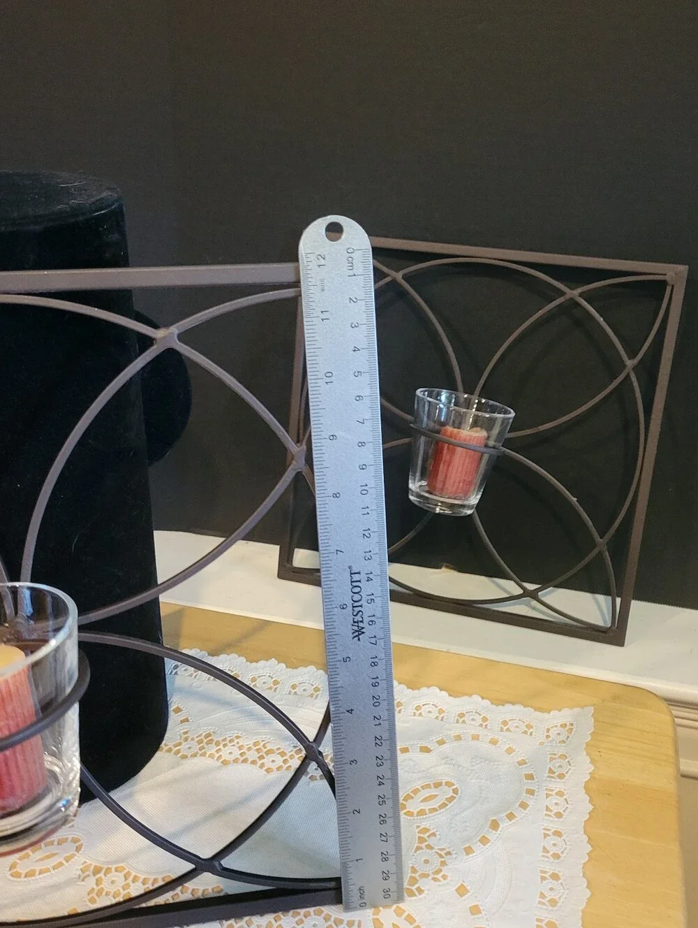 Pair of Wrought Iron  Tealight Wall Sconce Candle Holder 12